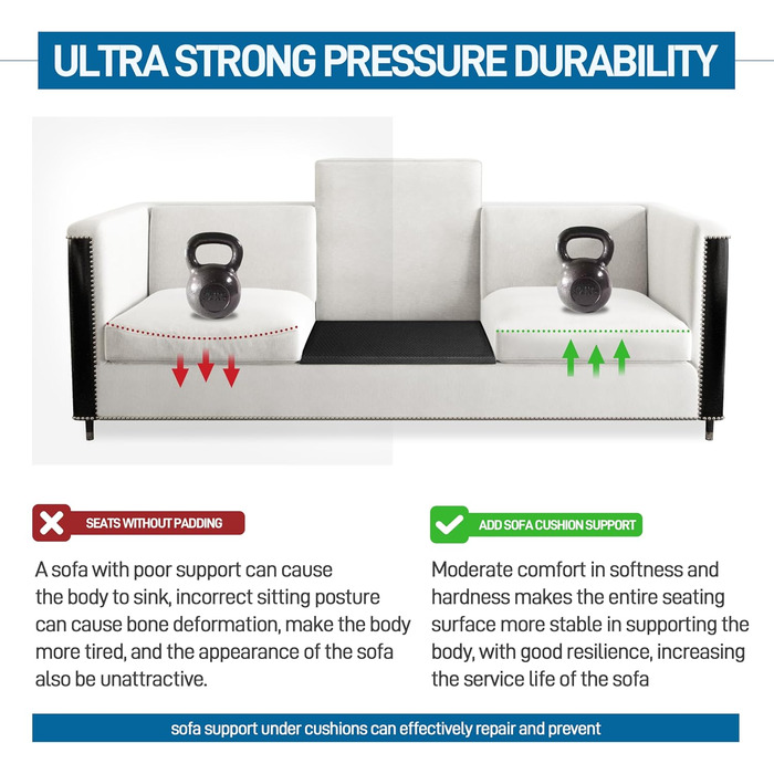 Опора для диванної подушки для провисаючих сидінь, 52 x 52 см, вставка з піни високої щільності, вигнуті опорні дошки для ремонту сидіння дивана, накладки на меблеві подушки 3 шт. - чорні