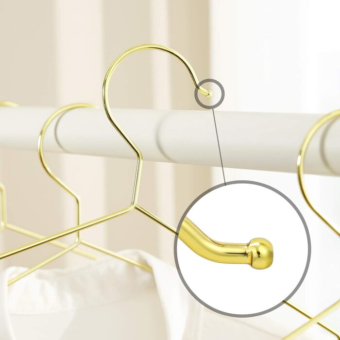 Металеві вішалки для одягу SONGMICS, 20 шт. , стильні хромовані, стійкі до іржі, компактні, довжина 42 см, золоті CRI044G01