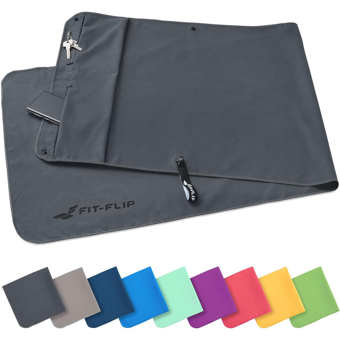 Рушник для фітнесу Fit-Flip - з магнітом і кишенею на блискавці - Рушник для фітнесу з мікрофібри для спорту та фітнесу - Компактн