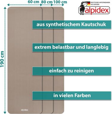 Килимок для йоги ALPIDEX Дуже товстий гімнастичний килимок 1,5 см 3 розміри Нековзний фітнес-килимок без фталатів Перенесення ременя Гімнастика Пілатес Спорт Фізіо HiiT Тренувальний килимок для йоги Килимок для сну (кремовий, 190 х 60 х 1,5 см)