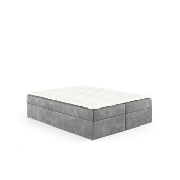 Ліжко-бокс Liam без узголів&39я 120 x 200 см 2 шт. Топпер для ліжка 5 см Безкоштовний бежевий велюр без ніжок Спальна поверхня 3 см 123/143/163/183/203 см (Riviera 91 - сірий, 120x200) 120x200 Riviera 91 - сірий