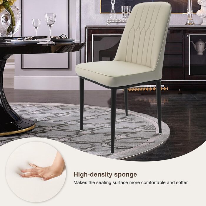 Обідні стільці, комплект з 2 шт. з оббивкою зі штучної шкіри, ергономічне крісло для їдальні, висока спинка, зручне м&39яке крісло, сучасне кухонне крісло, білий колір