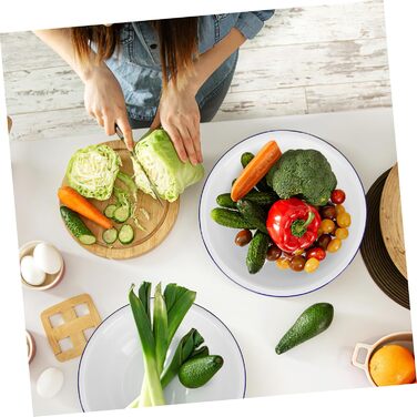 Емальована миска для змішування з армованої емалі 34 см, велика вінтажна, для миття овочів та домашнього використання, біла універсальна кухонна миска