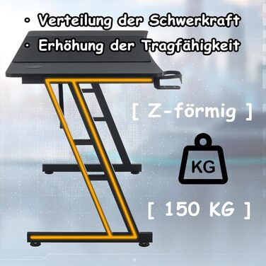 Ігровий стіл NAIZY 140 x 60 см, МДФ / сталь / вуглецеве волокно, чорний