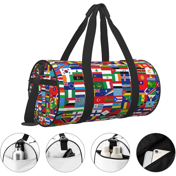 Спортивна сумка з прапорами країн світу, для фітнесу, подорожей та багажу. Велика дорожня сумка на вихідні для жінок та чоловіків.