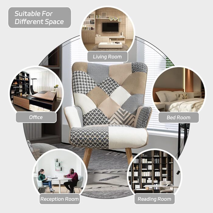 Крісло-реклайнер, лляне крісло-гойдалка з ніжками з масиву дерева, крісло-підголовник для вітальні, спальні, куточка для читання, сірий