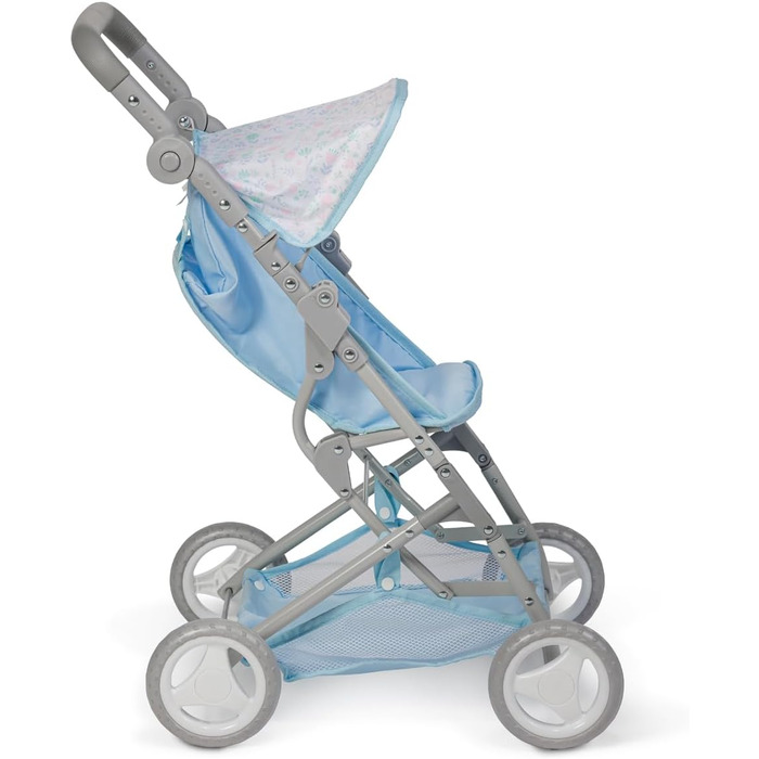 Складна коляска, для ляльок до 45 см, ідеально підходить для ігор та прогулянок, синя з квітковим орнаментом, розроблена Berenguer