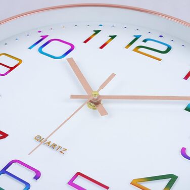 Настінний годинник Lafocuse 3D Numbers Кольоровий безшумний настінний годинник Rosegold, 30 см сучасний без шуму цокання, легко чи