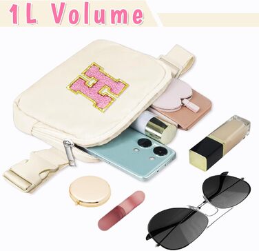 Маленька сумка на пояс з нашивкою з ініціалами, регульований ремінець для жінок, підлітків, дівчат, бігу, подорожей, спортзалу, по