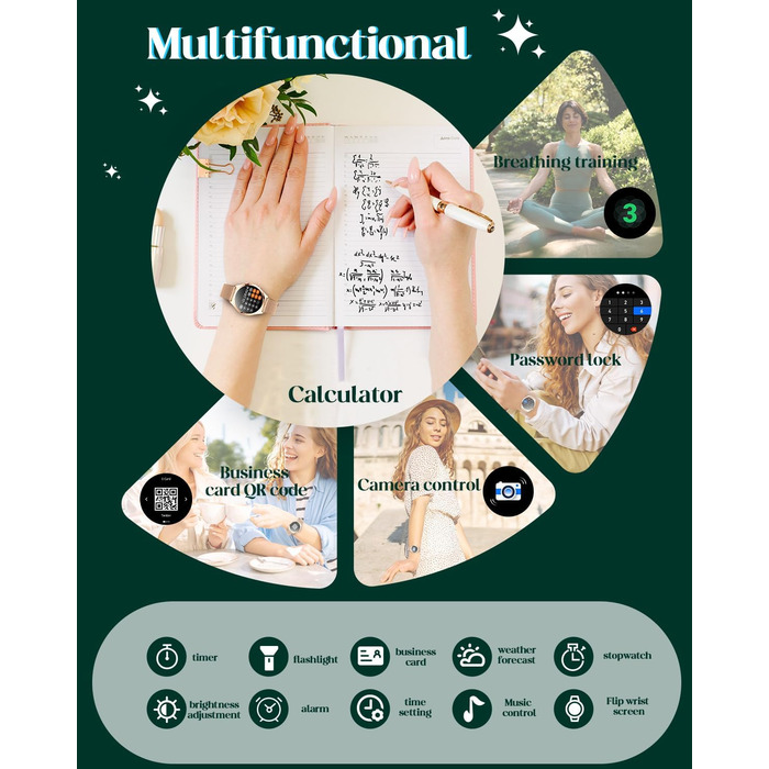 Золотий смарт-годинник для жінок, круглий смарт-годинник для жінок, металевий браслет з функцією телефону, крокомір, монітор сну, серцевий ритм, кров&39яний тиск, водонепроникний 1,27 дюйма, маленький тонкий сенсорний екран, спортивний фітнес-годинник