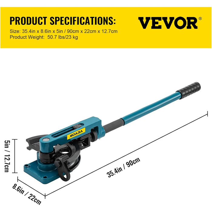 Трубогиб Mophorn від 0,95 см до 2,5 см, ручний трубогиб з 7 шт. ампами, міцні трубогиби зі сталі, металу, міді, ідеально підходить для майстерень