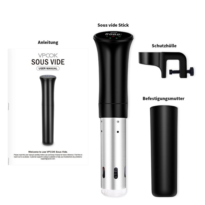 Плита су-від, точний циркуляційний насос для занурення в каструлю, 3D-потужна тиха циркуляція води, з низьким вмістом олії та низьким вмістом жиру, здорове харчування чорне (БАГАТОРАЗОВЕ)