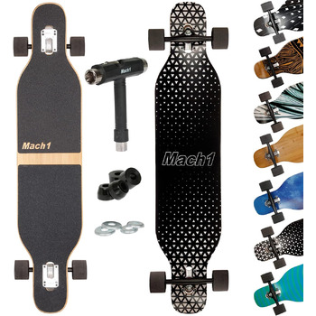 Лонгборд FunTomia Mach1 Bamboo керамічні підшипники Si3N4 drop-through camber cruiser T-Tool у комплекті бамбук + fiberglass 3-флекс повний компліт трикутник для карвінгу фрірайду оригінал Німеччина 2025