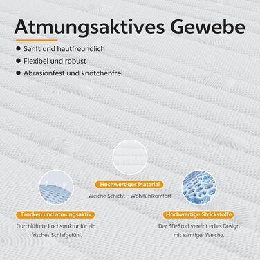 Матрац PurrJoys 160x200 H4 та H5, висота 25 см, сертифікований Oeko-TEX, жорсткий 7-зонний пружинний сердечник з кишеньковою структурою для сну на боці та спині, 100 ночей пробного сну з пружинним блоком з кишеньковою структурою H4 та H5 (160 x 200 x 25 с