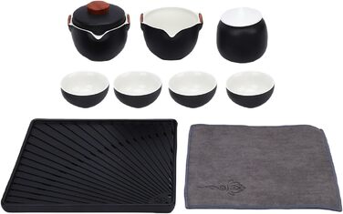 Портативний набір для чаювання в стилі гунфу, керамічний чайник з дорожнім чохлом та чашками для активного відпочинку та офісу