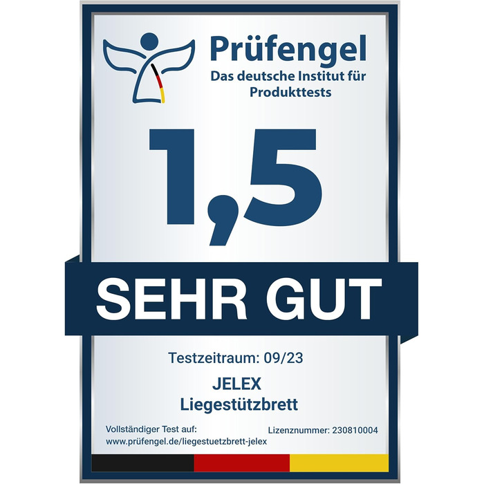 Дошка для віджимань від грудей JELEX Tornado, багатофункціональна фітнес-дошка, 64 см x 19 см, включаючи 10-тижневий план тренувань із суперсетами/посібник тренера (ABS-пластик) з протиковзкими накладками
