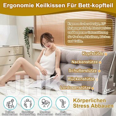 Подушка для спинки ліжка 120 см, велика подушка для спинки ліжка бежева, клиноподібна оксамитова подушка для узголів&39я ліжка, трикутна подушка для спини для настінного кріплення, поперекова подушка-клиноподібна опора для спини, яку можна прати, бежева 1