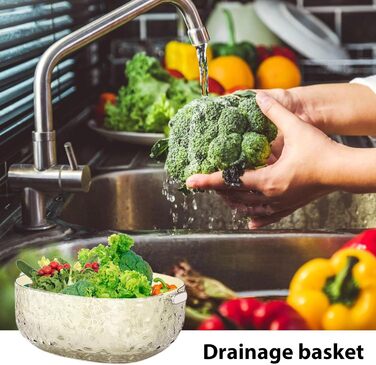 Умивальник Багатофункціональний двошаровий кошик - І мийка для овочів - Для дому, пікніка, кемпінгу, холодильника, як перекус для ягід, таких як полуниця, кавуни та помідори.