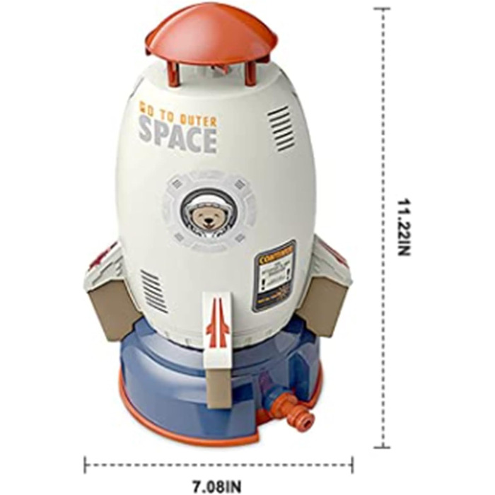 Спринклер для води з ракетою - Відкритий садовий спринклер для іграшок з ракетою, що обертається - для дітей в ракеті Хлопчики Дівчатка Подарунки для дітей Спринклер для води (білий)