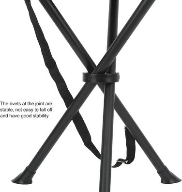 Вуличний штатив-стілець Alomejor, вантажопідйомність 200 кг, 3-ногий штатив-стілець, портативний складний стілець для риболовлі, кемпінгу, пікніків, чорний