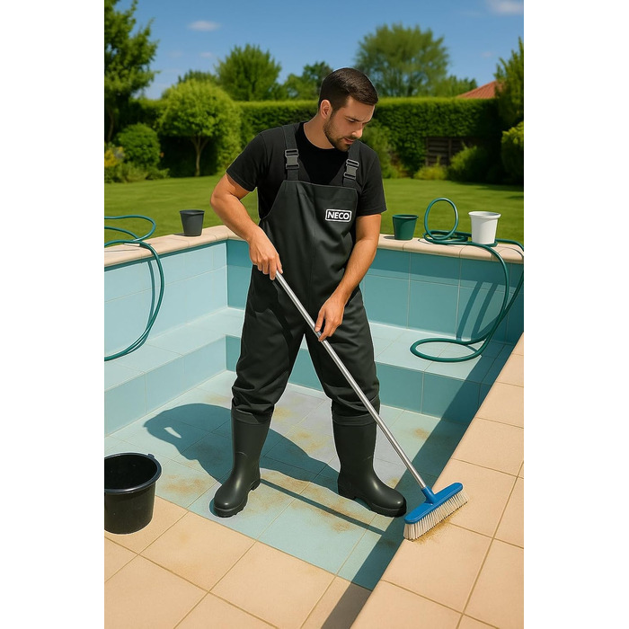 Водонепроникні вейдерси NECO з чобітьми, унісекс рибальські штани з ПВХ з регульованими ремінцями, штани для ставка, штани для захисту від повені для рибалок, сільського господарства, садівництва та обслуговування водотоків, розмір 46