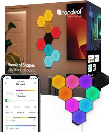 9 Smart LED Panels RGBW - Modular WiFi 16 Million Colours Wall Light Indoor, Music & Screen Sync, Works with Alexa Google Apple, 9 Smart LED Panels RGBW - Modular WiFi 16 Million Colours Wall Light Indoor, Music & Screen Sync, Works with Alexa Google Appl