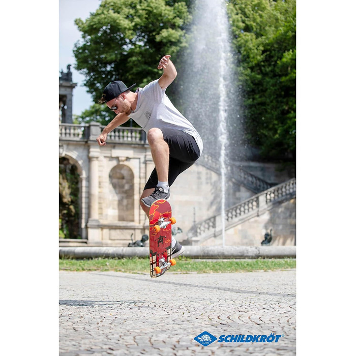 Скейтборд Kicker 31" Red Parkour - повний комплект для початківців, 9-шарова увігнута дека з подвійним кік, ABEC-5 кулькові підшипники, 31 дюйм, дизайн Red Parkour, 510602