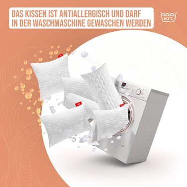 Комплект із 2 стьобаних преміум-подушок, 50x90 см, гіпоалергенний - проти кліщів - без запаху, готовий до використання - регульована жорсткість (комплект із 2 шт., 50x90 см)