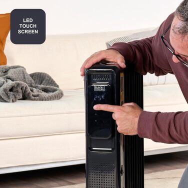 Електронний масляний радіатор 2000 Вт 9 нагрівальних елементів 3 режими нагріву Цифровий дисплей Регульований термостат 24-годинний таймер Ультратихий 2000 Вт 9 елементів, 2001E