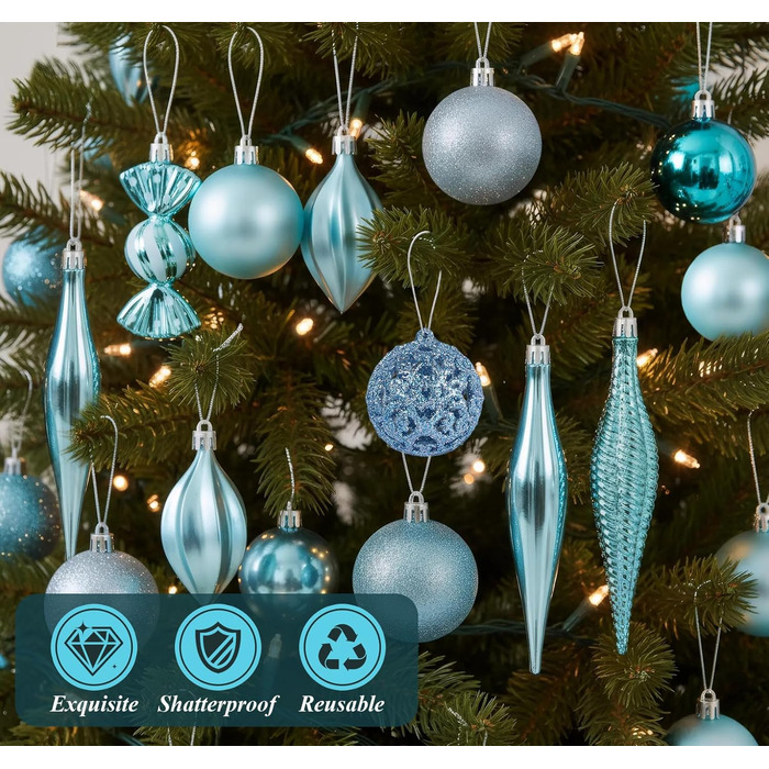 Набір синіх ялинкових кульок 24 шт ilauke
