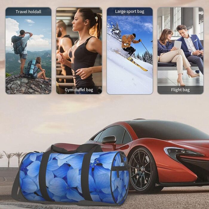 Спортивна сумка, дорожня сумка, сумка для подорожей, з тропічним квітковим принтом, сумка на нічліг, чорна, універсальний розмір