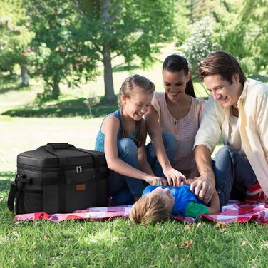 Сумка-холодильник Lifewit 30 л 50 банок, складна сумка для пікніка для їжі та напоїв, портативна сумка-холодильник для чоловіків, жінок, ізольована термосумка для роботи, пікніків, кемпінгу, чорна 30 л чорного кольору