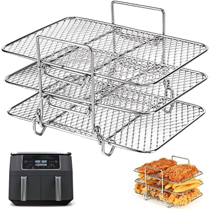Аксесуари для фритюрниці BYKITCHEN для фритюрниці Ninja Foodi Dual Zone AF300EUAF400EU, стійка аерофритюрниці, решітка гриля для ніндзя, нержавіюча сталь з покриттям 304