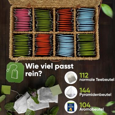 Чайна коробка для чайних пакетиків, сплетена з морської трави дуже великі відділення Коробка для зберігання чайних пакетиків для всіх видів чаю Коробка для зберігання чайних пакетиків Виберіть варіант