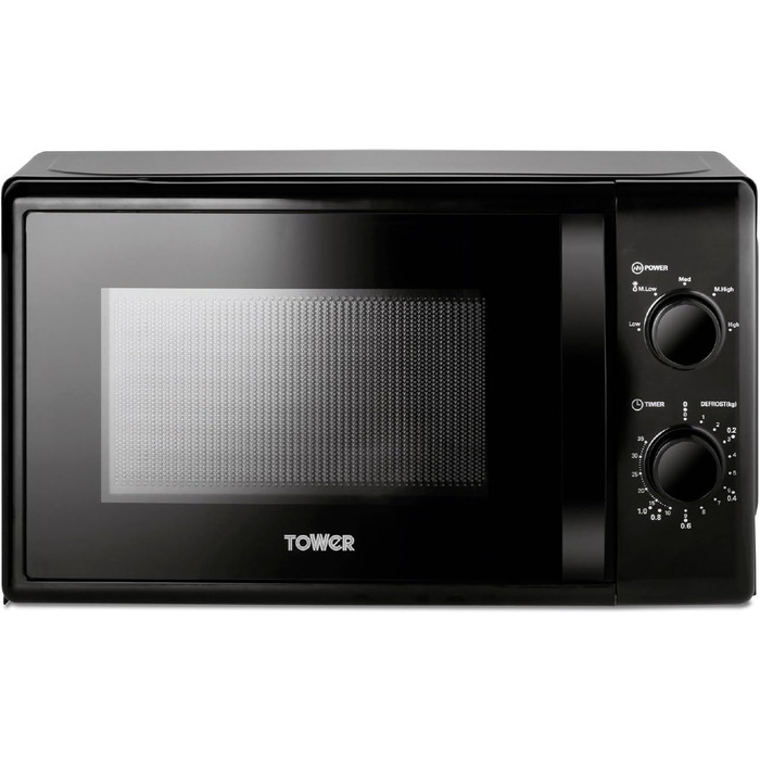 Ручна мікрохвильова піч Tower T24034BLK 20 літрів 700 Вт з 5 рівнями потужності та таймером на 35 хвилин - мікрохвильова піч чорна