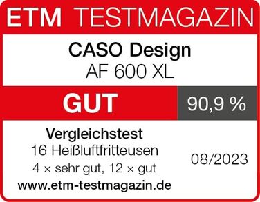 Велика фритюрниця з об'ємом кошика 6 л, 12 автоматичними програмами, сенсорним керуванням, таймером від 1 до 60 хвилин, знімним кошиком для смаження (можна мити в посудомийній машині), 600 XL -