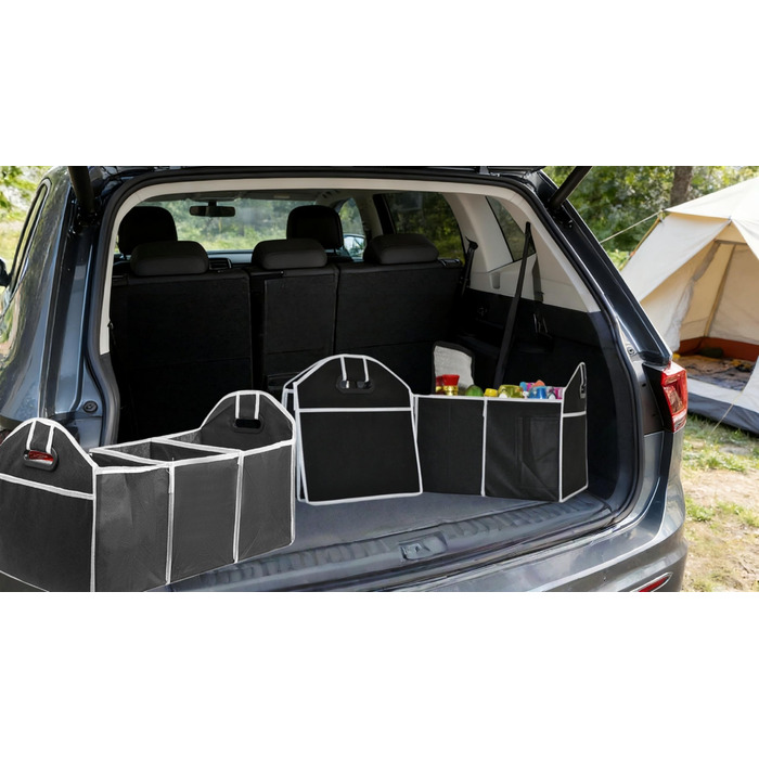 Органайзер для багажника, складаний контейнер для зберігання з 3 відділеннями, великої місткості, портативна сумка для багажника