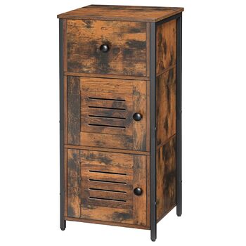 Сервант HOOBRO з шухлядою, комод у вінтажному стилі, регульована полиця, невелика телефонна шафка, для вітальні, спальні, (30 x 34 x 75 см) темно-коричневий та чорний EBF15CW01G1