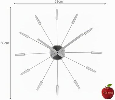 Настінний годинник techno line XXL NeXtime Plug Inn Silver 261 ZI, дерево, 60х60х4.2 см