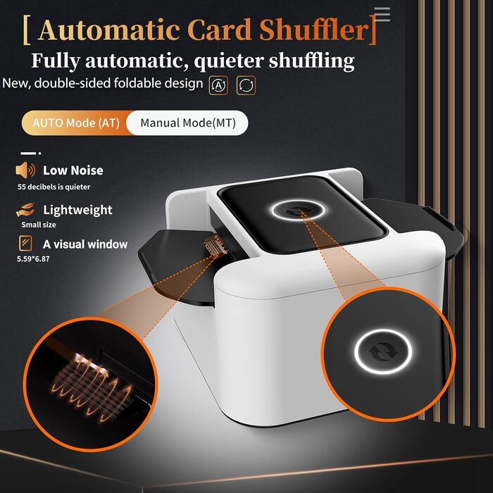 Автоматичний перезаряджуваний мішальник карт для 1-2 колод, тихий електричний міксер для карт, портативний швидкий мішальник, автоматичний мішальник для гральних карт для UNO, Раммі, Phase 10 (Білий)