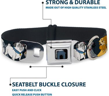 Нашийник для собак, застібка-пряжка, Disney Колекція героїв мультфільмів Собаче життя, сіро-чорний, ширина 3.8 см, довжина 45.7-81.3 см (для великих собак)