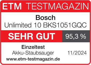 Акумуляторний пилосос Bosch Unlimited 10 BKS1051GQC, бездротовий, технологія MicroCleanTM, TFT-дисплей, стиснення пилу, система фі