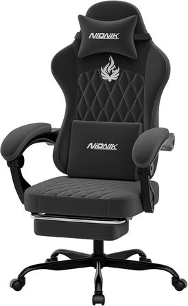 Геймерське крісло початкового рівня, ергономічне комп&39ютерне крісло з регульованою висотою та спинкою, просте ігрове крісло для дітей, підлітків та дорослих для кімнат та офісів, чорного кольору.