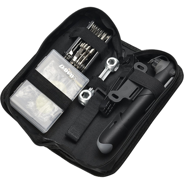 Набір для ремонту велосипедів DAWAY A35 - 16-в-1 мультиінструмент, міні-велосипедний насос, маніпулятори та латки