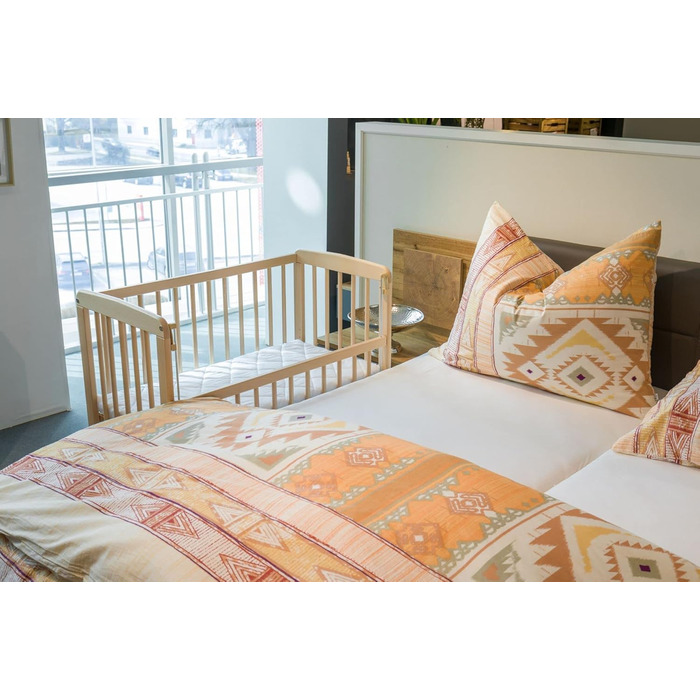 Ексклюзивне приліжкове ліжечко Fillikid Nino 3-в-1 Дитячі ліжечка з букового дерева Дитяче ліжко, додаткове ліжко з 5-рівневим регулюванням висоти Колиска від народження з великою спальною зоною