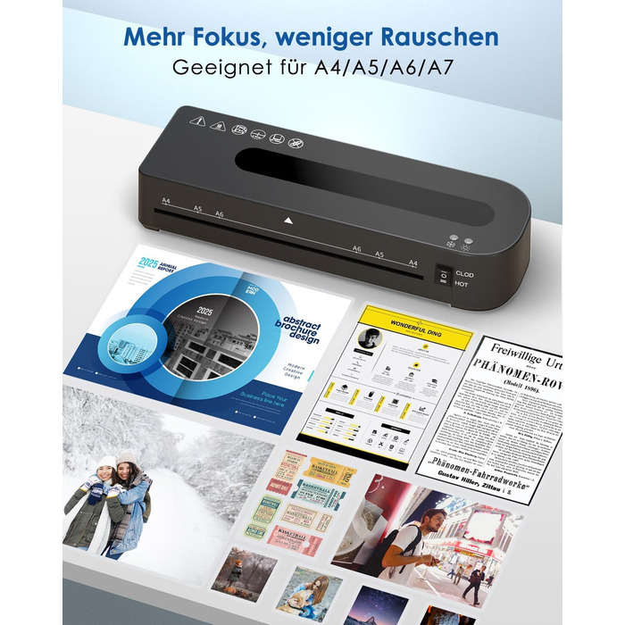 Ламінатор A4 - ламінатор 4-в-1 з 30 ламінуючими пакетами для A4/A5/A6, швидкий розігрів, комплект гарячого та холодного ламінатора з різаком для паперу, закруглювач кутів для офісу, дому та школи B-FN333