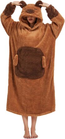 Великогабаритна ковдра з капюшоном, светр, картата, унісекс, з великою кишенею для телевізора, ковдра, універсальний розмір, подарунок на зиму, Cocooning Capybara One Size