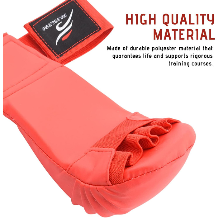 Захисне спорядження для спарингу, захисне спорядження для спарингу карате з поліестеру, тхеквондо, включає 1 шолом, 1 пару рукавичок та 1 пару захисних наколінників, також підходить для велоспорту, бойових мистецтв тощо, червоний, розмір S