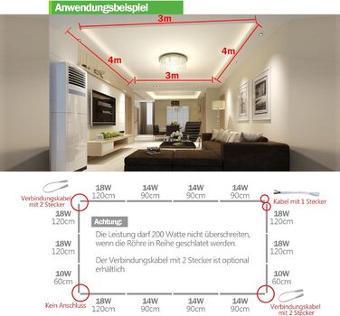 За спеціальною ціною Світлодіодна люмінесцентна лампа з розеткою в комплекті, 60 см. Світлодіодна трубка T8, люмінесцентна лампа, 10 Вт, 1350 люмен, натуральний білий 4000K, прозора кришка, 4 шт.