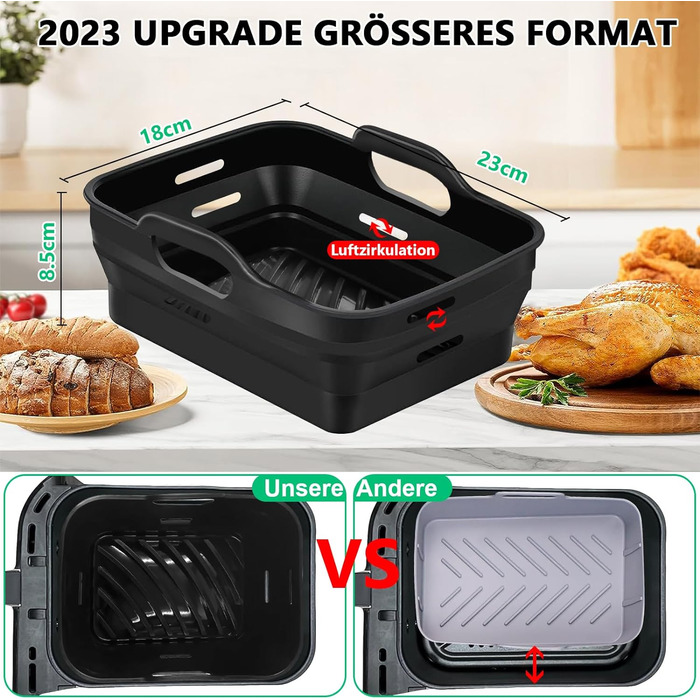 Силіконова форма для аксесуарів для фритюрниці- Аксесуари для фритюрниці Ninja Foodi AF400EU AF500EU Double Stack XL SL400EU 9.5 л, COSORI 8.5 л, аксесуари для двозонної фритюрниці, аксесуари для фритюрниці